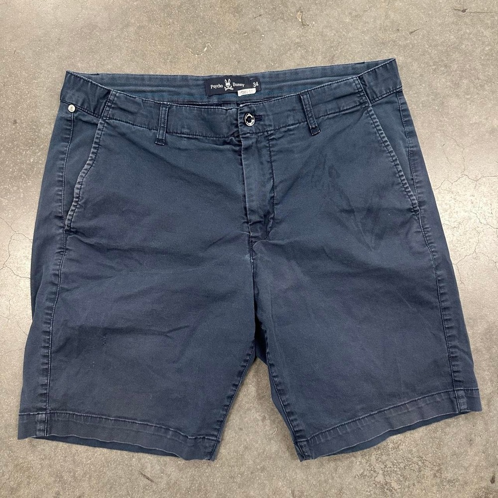 Psycho Bunny Navy Blue Classic Above-The-Knee Chino Shorts Size 34